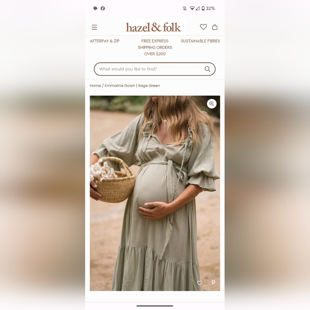 Hazel &Folk Emaline Gown Size 0/S Sage Green